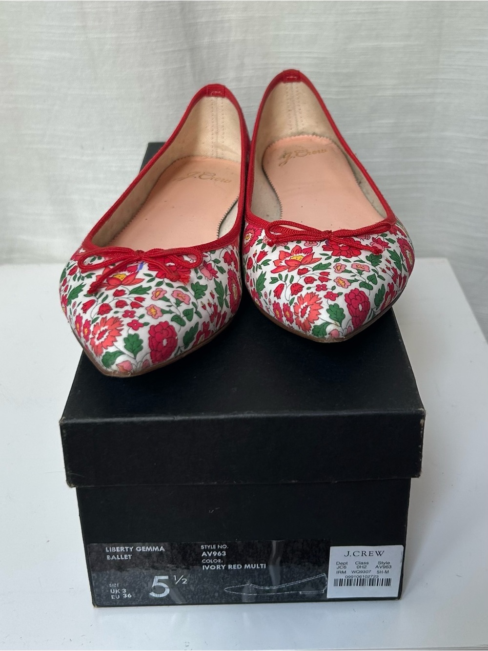 J.Crew Gemma Ballet Flats in Floral Cloth - White with Red - Picture 5 of 10